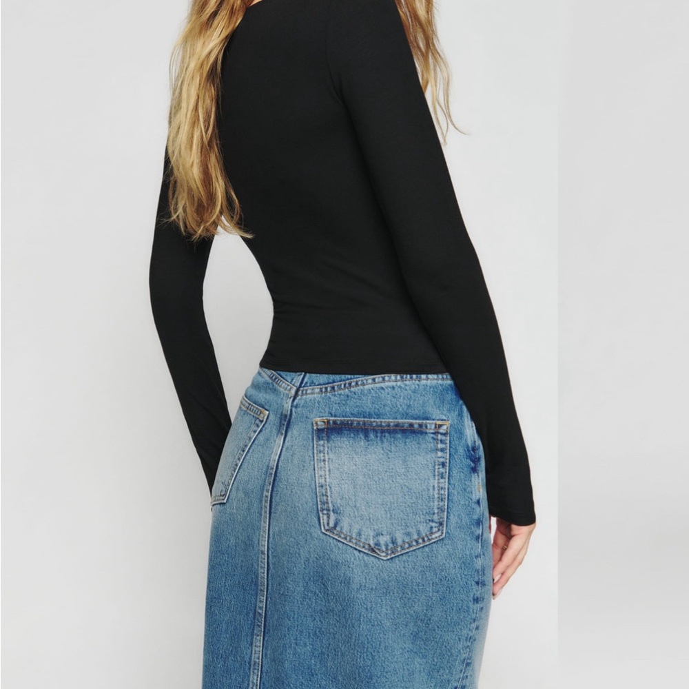 Reformation Black Long Sleeve Bodysuit